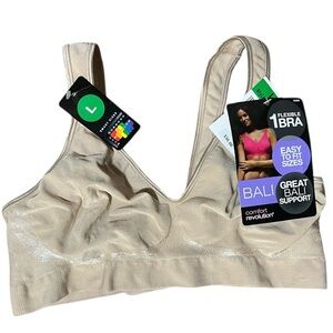 Bali Comfort Revolution Bra L Nude Wireless Seamless Flexible Support NWT